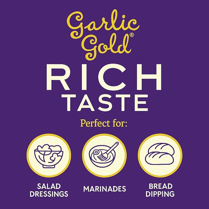 Garlic Gold Extra Virgin Olive Oil Infused with Garlic, Premium Certified USDA Organic, Low FODMAP
