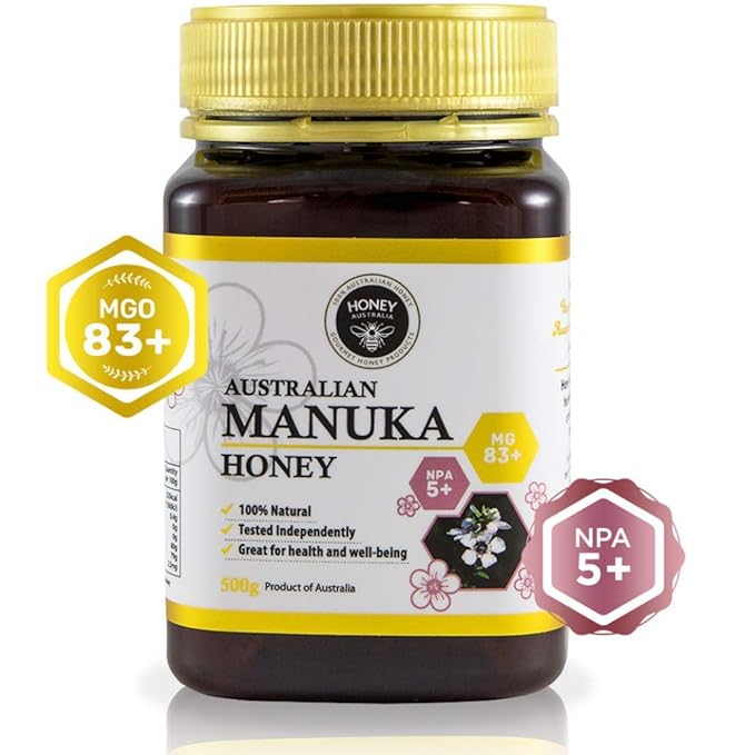 Honey Australia Manuka Honey MGO 83+ | 17.6 oz | Raw, Organic, Pure Honey for Cooking, Baking