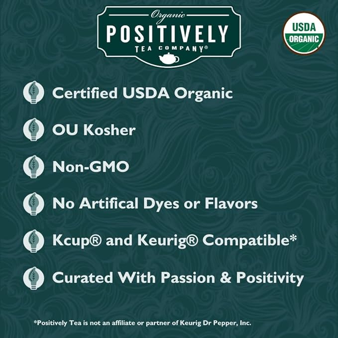 Organic Positively Tea Company, Spearmint Herbal Tea, K-Cup Compatible, 96 Pods