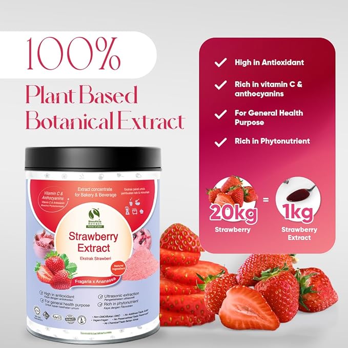 Bionutricia Strawberry Extract Powder 20:1 ??No Sugar Added, Rich in Vitamin C & Antioxidants