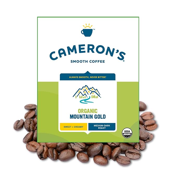 Cameron's Coffee Roasted Whole Bean Coffee, Organic Mountain Gold, 4 Pound