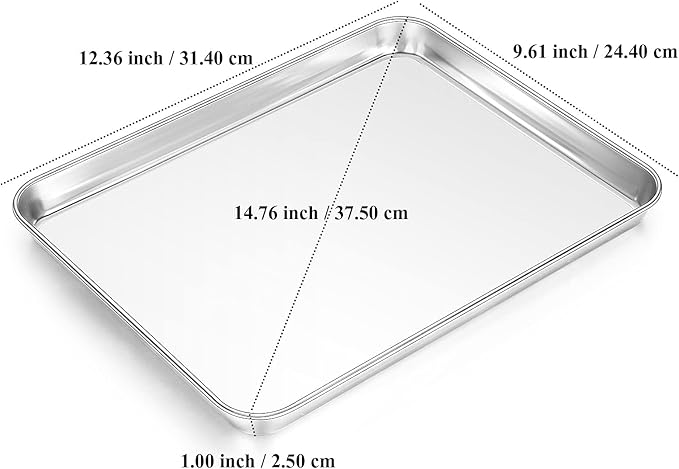Baking Sheet, Yododo Stainless Steel Baking Pans Tray Cookie Sheet Toaster Oven Tray Pan Cookie