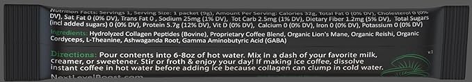 Destress Boost Organic mushroom Instant Coffee - 10 x 9g Packets - Healthy Coffee alternative and