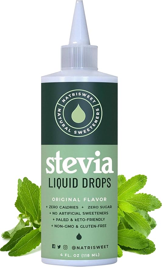 Natrisweet Liquid Stevia Drops 4 fl oz, Pure Sweetener from Stevia Extract Sugar Substitute, No