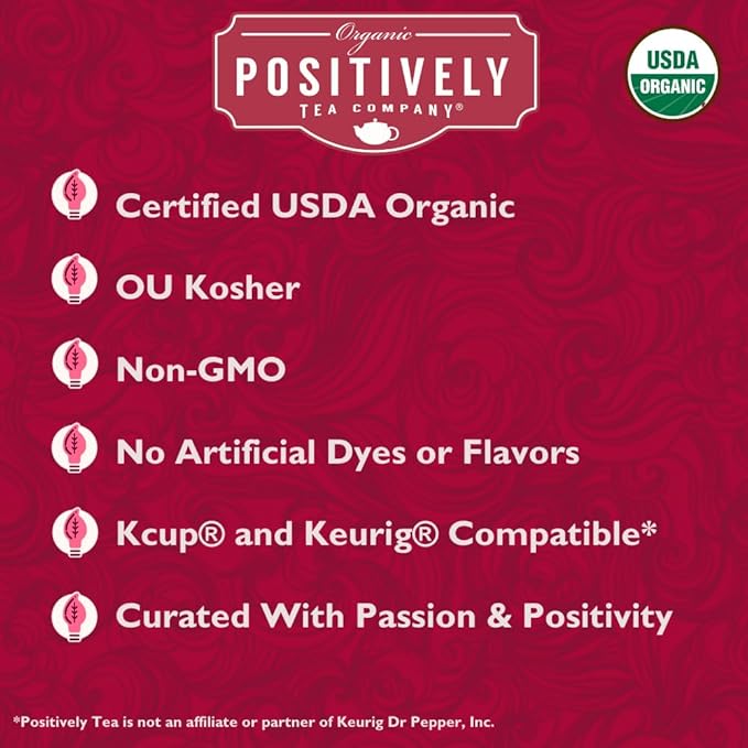 Organic Positively Tea Company, Hibiscus Herbal Tea, K-Cup Compatible, 24 Pods