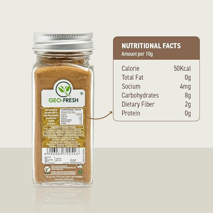 Geo-Fresh Organic Ginger Powder 1.4 oz - Ground Ginger Powder Organic Raw - USDA Certified