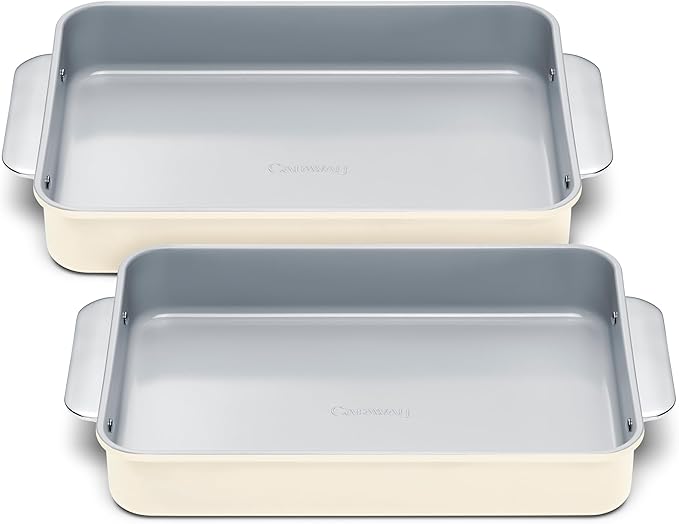 Caraway Non-Stick Ceramic 9”x13” Rectangle Pan Duo - Naturally Slick Ceramic Coating - Non-Toxic