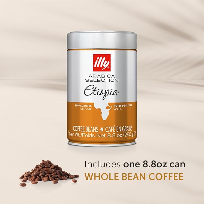 illy Arabica Selections Ethiopia Whole Bean Coffee, 100% Arabica Bean Single Origin Coffee, Light