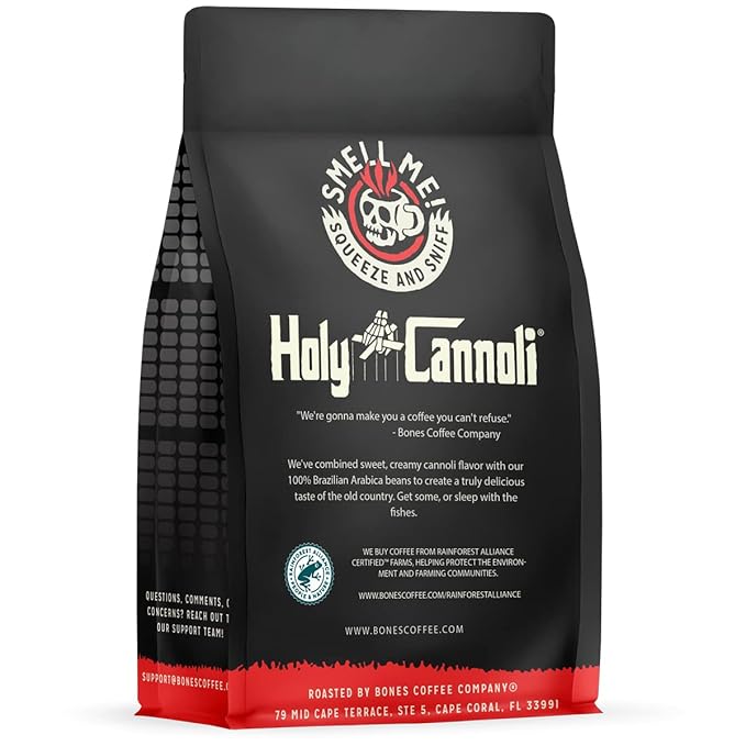 Bones Coffee Company Holy Cannoli, Baked Cannoli Flavored Coffee, Medium Roast Low Acid Arabica