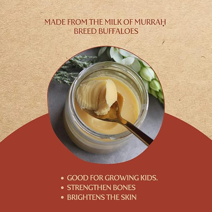 Indicow Murrah Buffalo Desi Ghee | Grass Fed Buffalo| Pure Authentic Vedic (1000ML(33.8oz), Buffalo