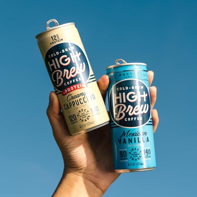 High Brew Coffee, Cold Brew Coffee, Creamy Cappucino, Plus 12g Protein, 8 Fl Oz, Ready-To-Drink
