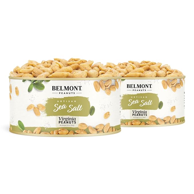 Belmont Peanuts Gourmet Sea-Salted Virginia Peanuts, 20 oz (2 Pack) ??Only 3 Simple Ingredients, No