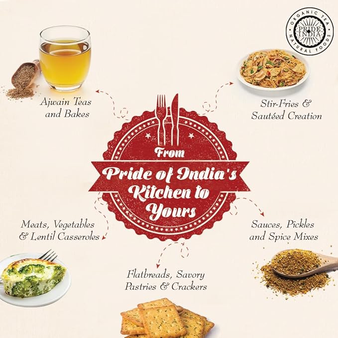 Pride of India – Ajwain Seed Whole – Gourmet Carom Seeds – Flavoring agent for Savory Dishes