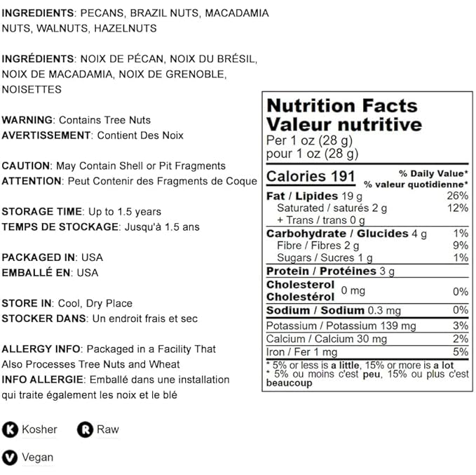 Food to Live Keto Nuts Mix, 2 Pounds ??Keto Snack Contains Raw Brazil Nuts, Pecans, Walnuts