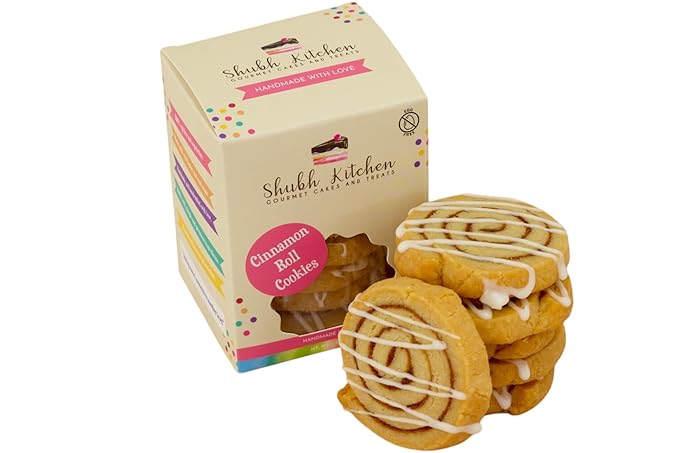 Cinnamon Roll Sugar Cookies- Gourmet Indian Cookies, 100% Egg-Free & Vegetarian, Handmade with Real