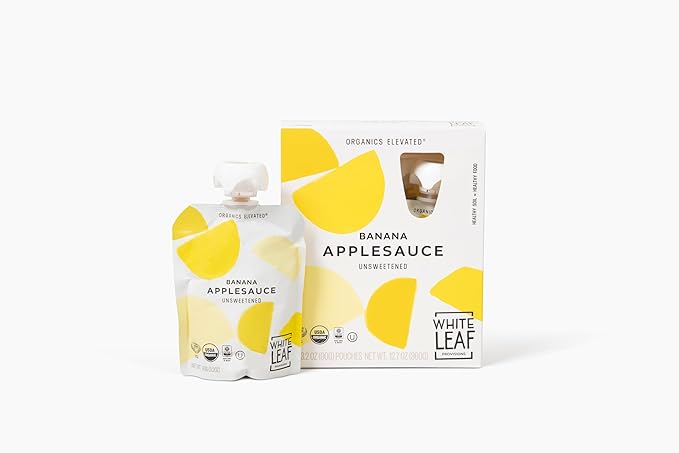 White Leaf Provisions Organic Banana Applesauce ??Regeneratively Farmed, No Added Sugar, Kosher