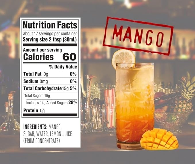 Mayer Premium Artisanal Mango Cocktail Syrup - Handcrafted in Hungary, All Natural, Over 50% Real