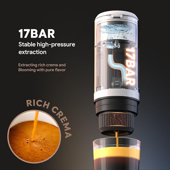 BENFUCHEN 3-in-1 Portable Espresso Machine With NO Heating Function, Type-C Charging Electric