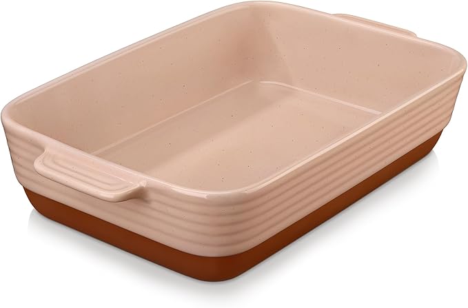 MALACASA 4.8 Qt Ceramic Oven Dish with Handles, 9 x 13 Inch Baking Dish Casserole Dishes, Deep