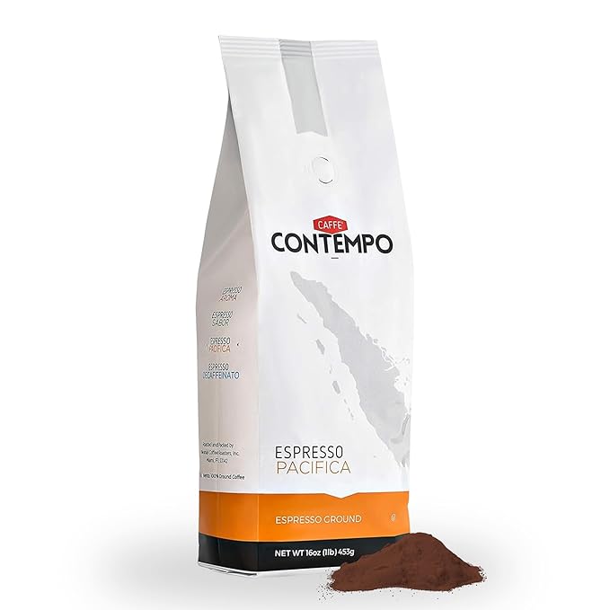 CAFFÉ CONTEMPO Ground Espresso, Pacifica Blend, 1 LB Fine Grind, Dark Roast, Freshly Roasted, Great