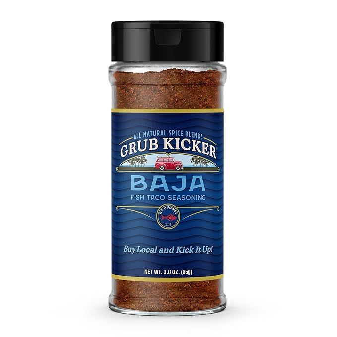 Grub Kicker Fish Taco Seasoning Baja Blend - 3 oz Bottle - Taco Seasoning Mix Spice for Seafood