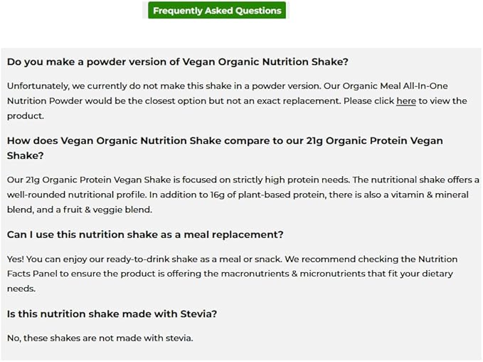 Orgain Organic Nutritional Vegan Protein Shake, Vanilla Bean - 16g Plant Based Protein, Meal