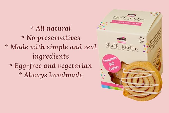 Cinnamon Roll Sugar Cookies- Gourmet Indian Cookies, 100% Egg-Free & Vegetarian, Handmade with Real
