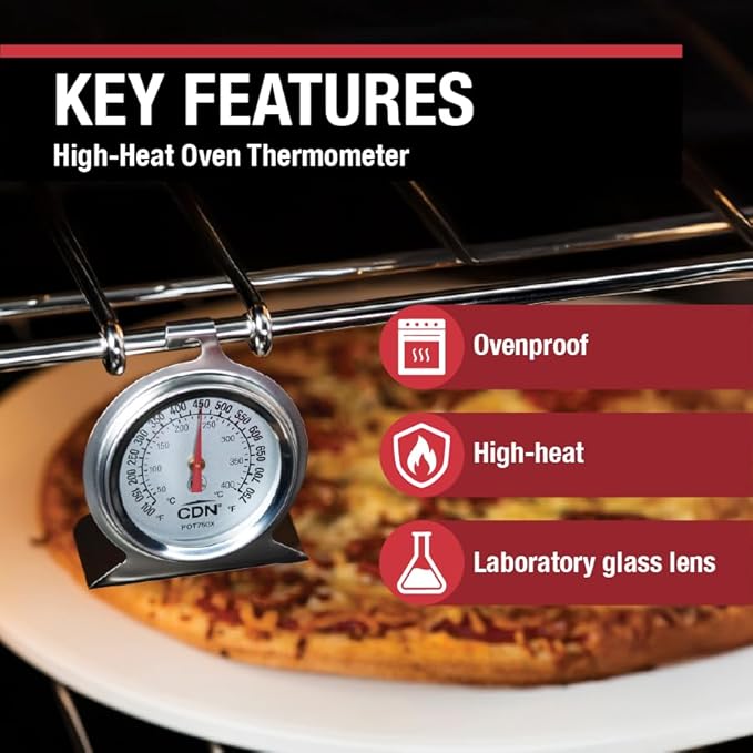 CDN High Heat Oven Thermometer | ProAccurate® | NSF Certified | 100-750°F Range | For Broiling