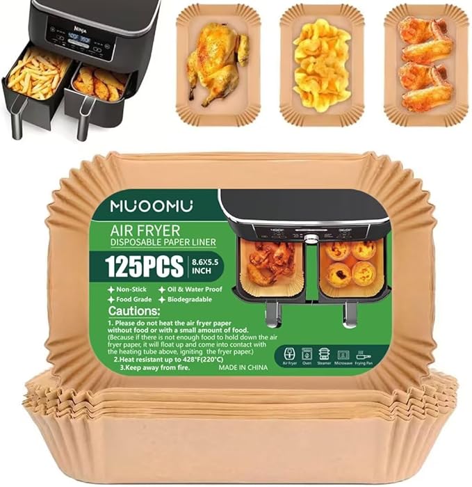 Air Fryer Disposable Paper Liners for Ninja Dual Airfryer Accessories, Non-Stick Parchment