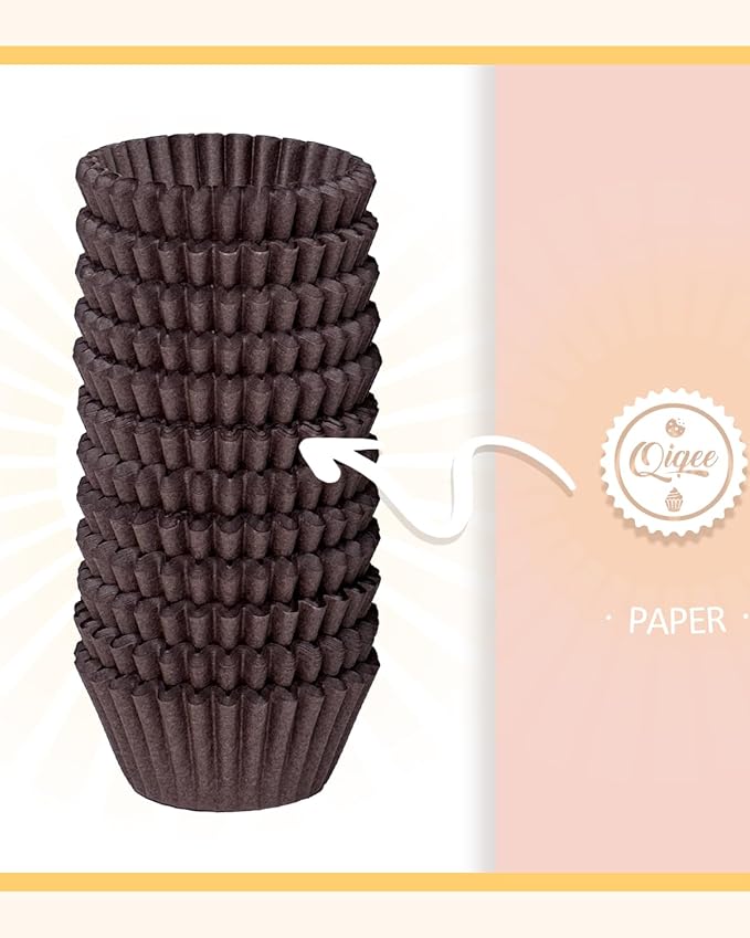 qiqee 600 Count Mini Cupcake Liners Coffee Muffin Liners Food Grade Baking Cups Paper No