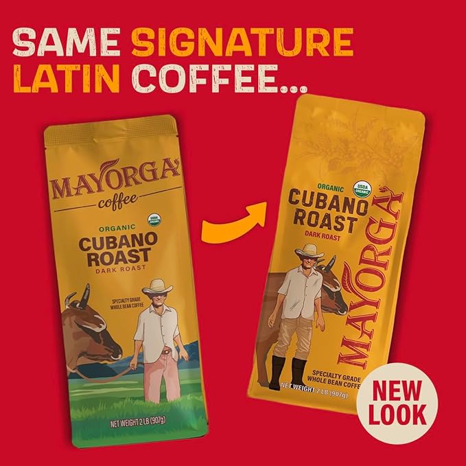 Mayorga Organic Coffee 2lb Cafe Cubano Roast - Dark Roast Whole Bean Specialty Grade Coffee, 100%