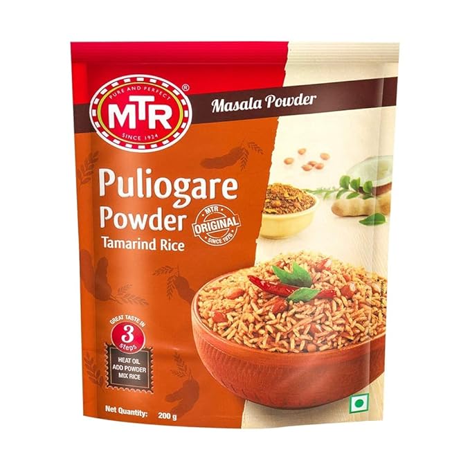 MTR Puliogare Powder – Authentic Indian Spice Blend of Tamarind, Coconut, Red Chilli, Jaggery