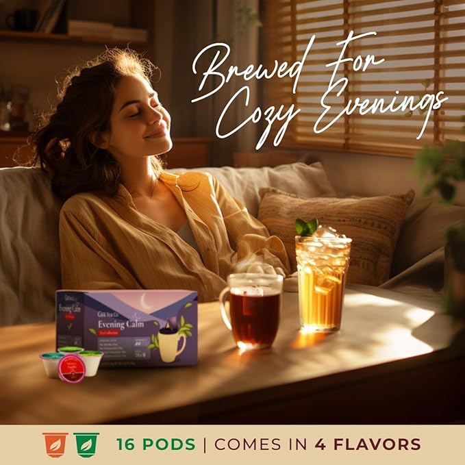 Gya Tea Co Evening Calm Tea Gift Set (16 ct) - Assorted Tea Pod Variety Pack with Vanilla Chai