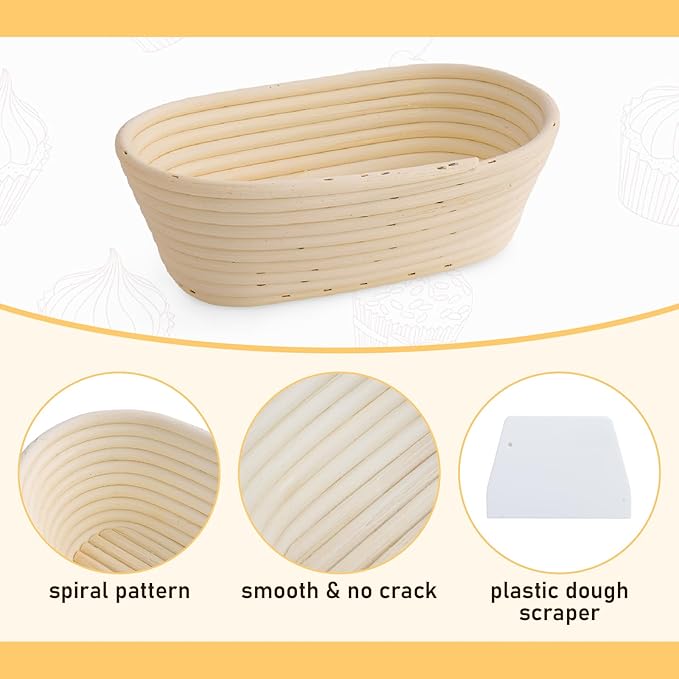 Nisorpa 10 Sets Banneton Bread Proofing Basket Sourdough Proofing Baskets Bread Baking Bowl Kit