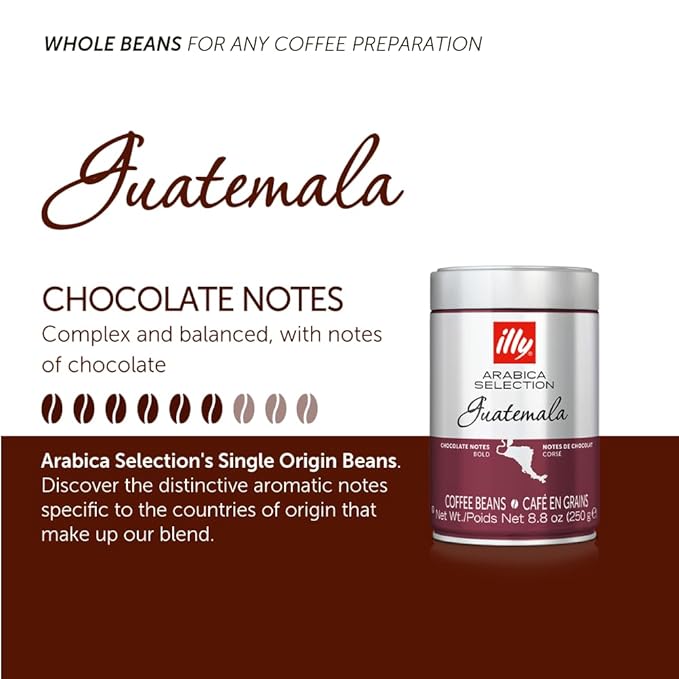 illy Whole Bean Coffee - Perfectly Roasted ??Guatemala Dark Roast - with Notes of Chocolate