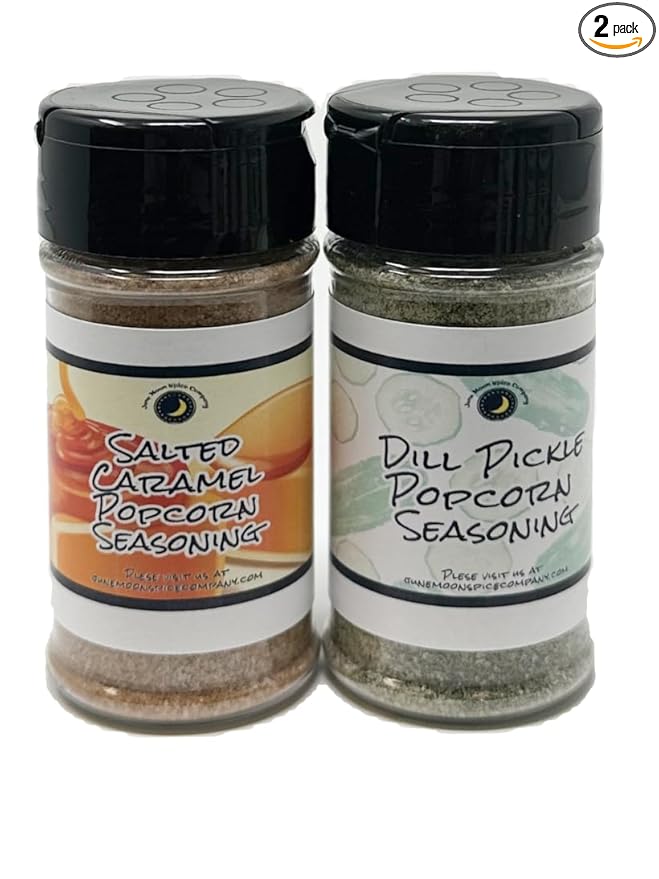 Premium | POPCORN SEASONINGS | 2 Pack | Dill Pickle | Salted Caramel | Crafted in Small Batches |