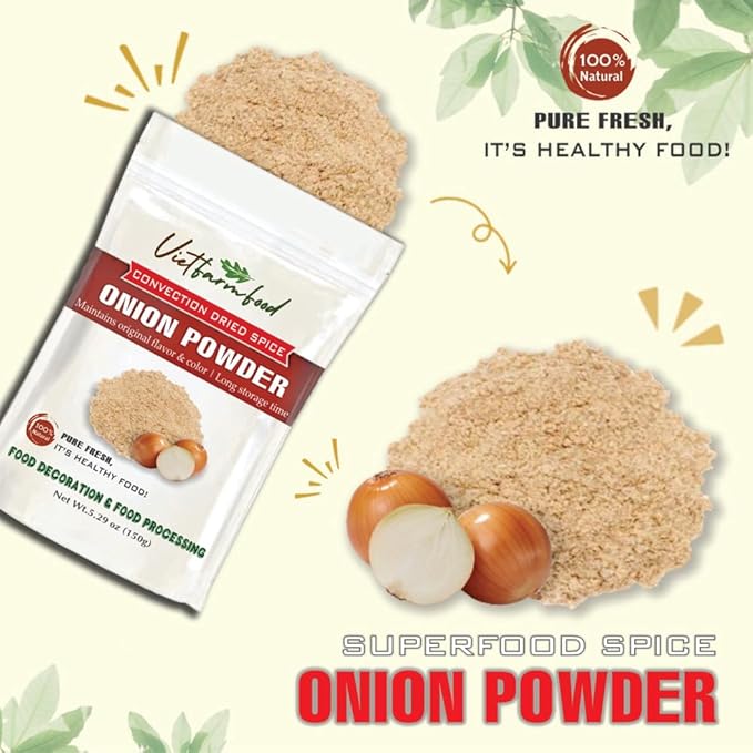ONION POWDER 5.29 Oz (150g) VIETFARMFOOD: Natural pure, convection dried seasoning made from real