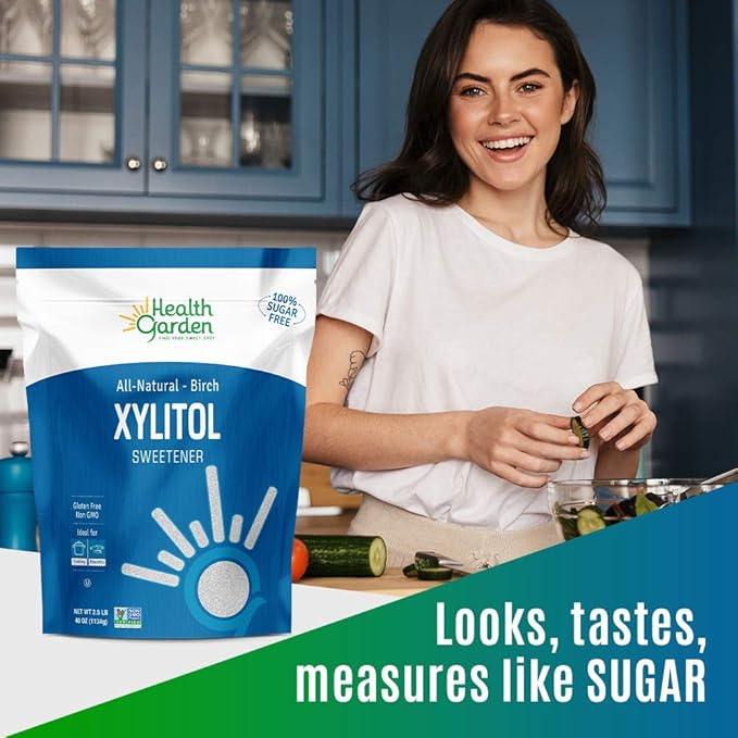 Health Garden Birch Xylitol Sweetener - 2.5 LB Resealable Bag - Pure Birch Xylitol - Non GMO