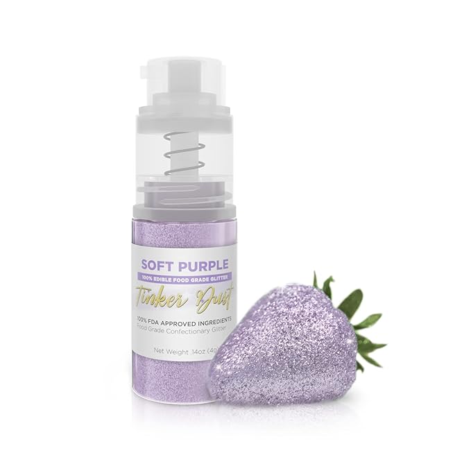 Bakell - Soft Purple Tinker Dust (4g, 1x Mini Spray Pump) Edible Glitter for Food, Desserts, and