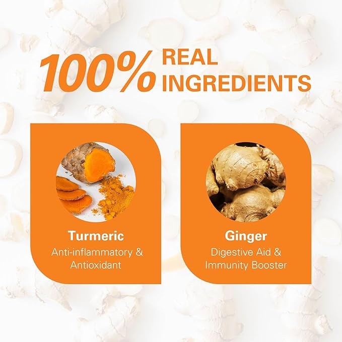 WT WEETEE Turmeric Ginger Tea Bags, 100% Pure Turmeric and Ginger Root Herbal Blend Savory & Spicy
