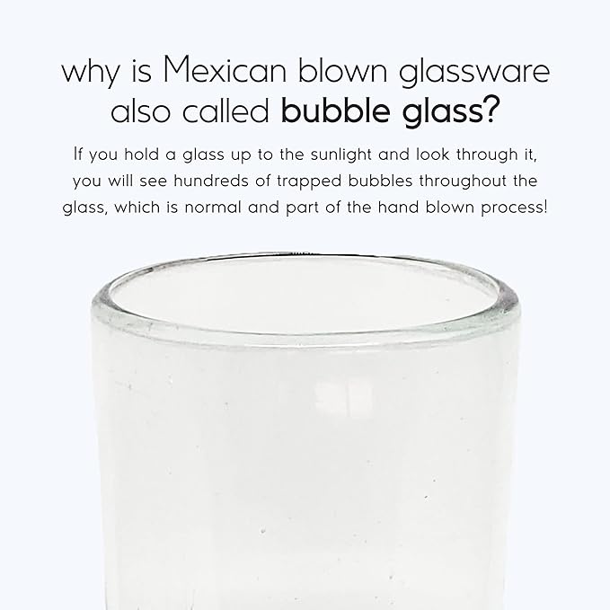 Clear 20 oz Tall Iced Tea Glasses (set of 6), Hand Blown Mexican Glassware, Recycled Glass Drinking
