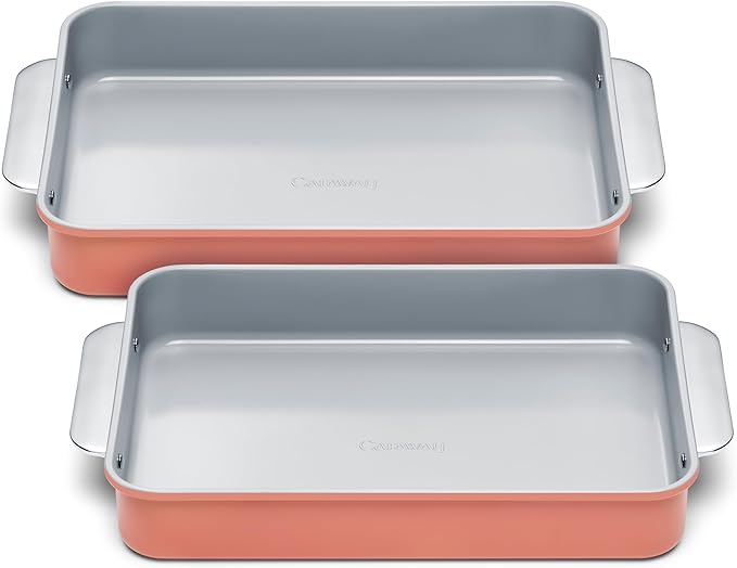 Caraway Non-Stick Ceramic 9”x13” Rectangle Pan Duo - Naturally Slick Ceramic Coating - Non-Toxic