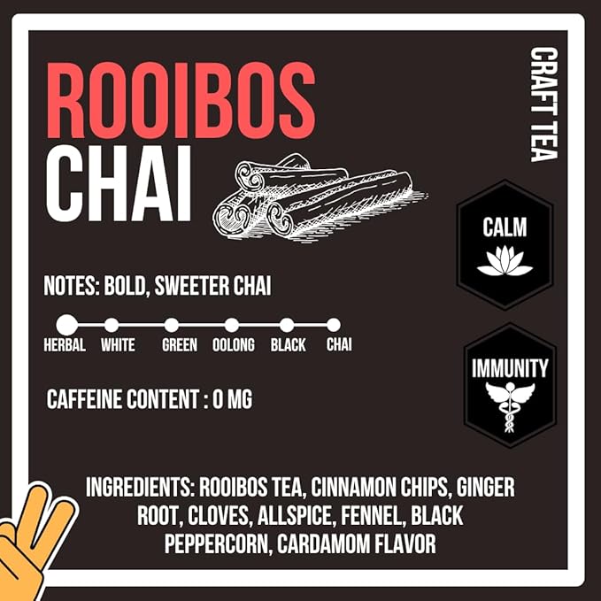 Revival Tea Company Rooibos Chai Tea - Rooibos Red Tea Blend with Fresh Spiced Chai Flavor