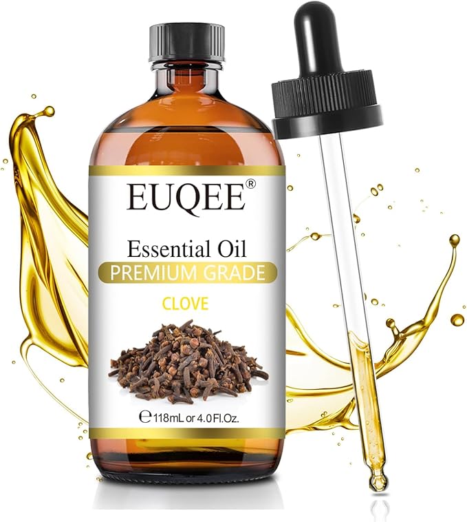 Clove Essential Oil Large Capacity (4 oz/118 ml) Premium Clove Bud Oil - with Glass Dropper, Great