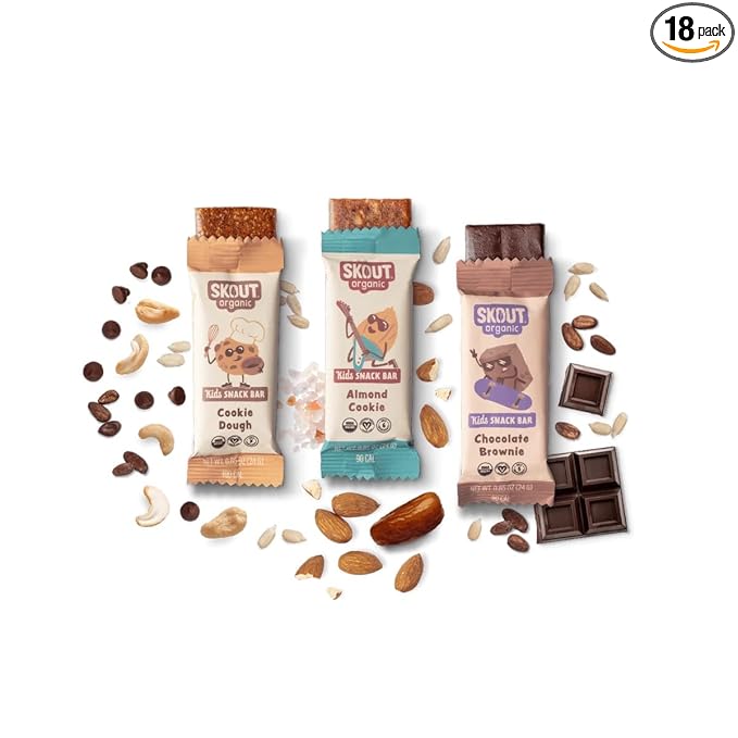 Skout Organic Dessert Inspired Kids Snack Bar Variety Pack (18 Pack) | Organic Kids Snack Bars |