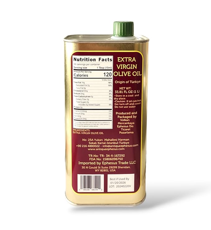 Extra Virgin Olive Oil Cold Pressed - London Award-Winning - 33.81 Fluid Ounce,Antique Ephesus