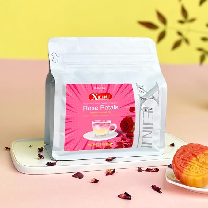 XIEJINJI Dried Rose Petals - 2.8oz/80g, Food-Grade Edible Rose Petals, Dried Flower Petals for