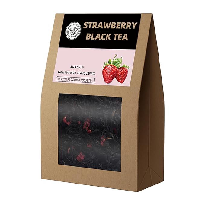HANFANGLING Strawberry Black Tea, 100% Natural Loose Leaf, Blend Of Strawberry Fruit And Black Tea