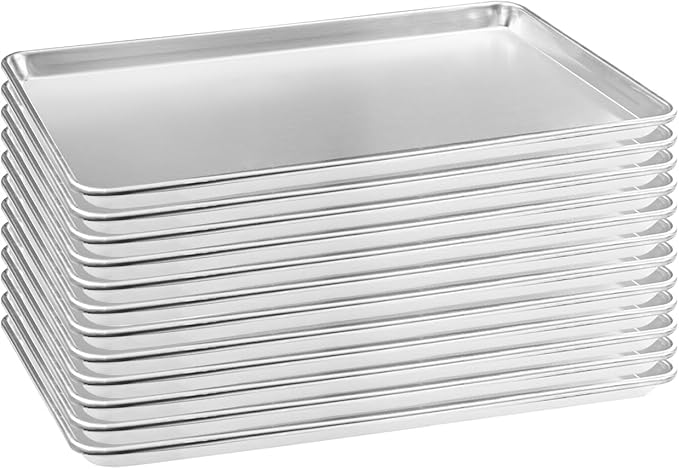 HARDURA Aluminum Baking Sheet Pan 18”L X 13”W X 1”H Cookie Sheet, 12Packs, For Oven in Bakery &