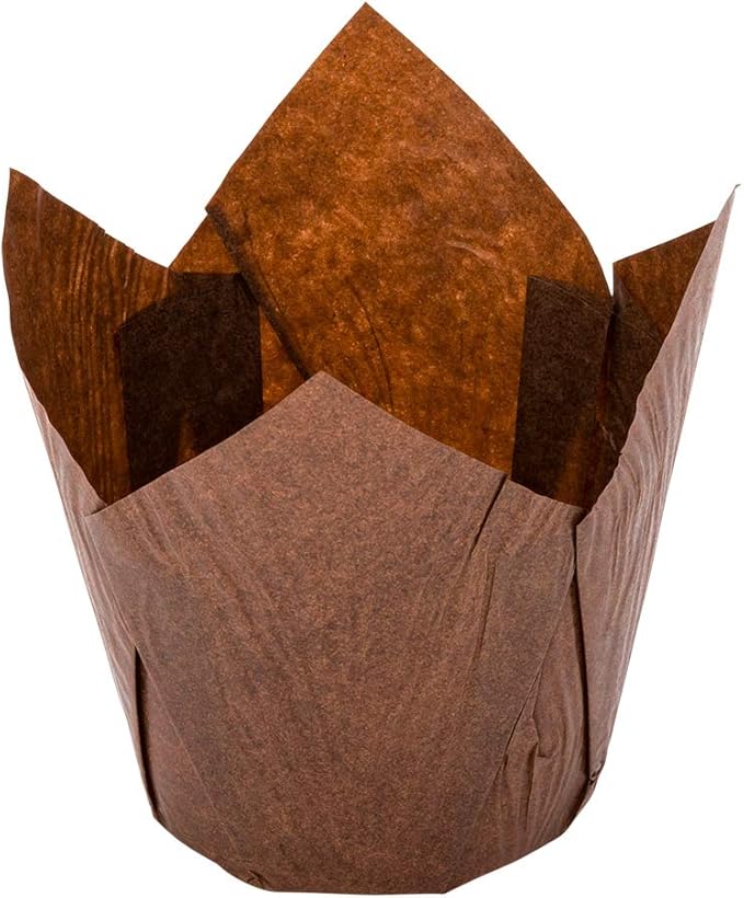 Restaurantware Panificio Premium 4 oz Brown Paper Tulip Baking Cup: Paper Baking Cups Perfect for